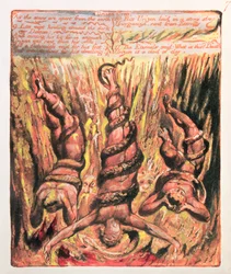 Urizens første bog; Da stjernerne er adskilt fra jorden, 1794 (farvetrykt relief ætsning)